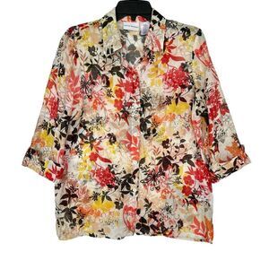Alfred Dunner womans floral rayon blend bottom up 3/4 sleeves lightweight 10